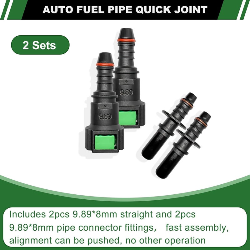 Japtend Fuel Line Quick Connect Set, 2 Sets Fuel Line Hose Quick Release Connect Fittings Include Straight Pipe Connector SAE 9.89mm to ID 8mm - Image 5